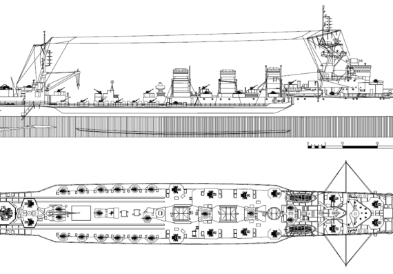 Корабль IJN Kitakami [Light Cruiser] (1944) - чертежи, габариты, рисунки